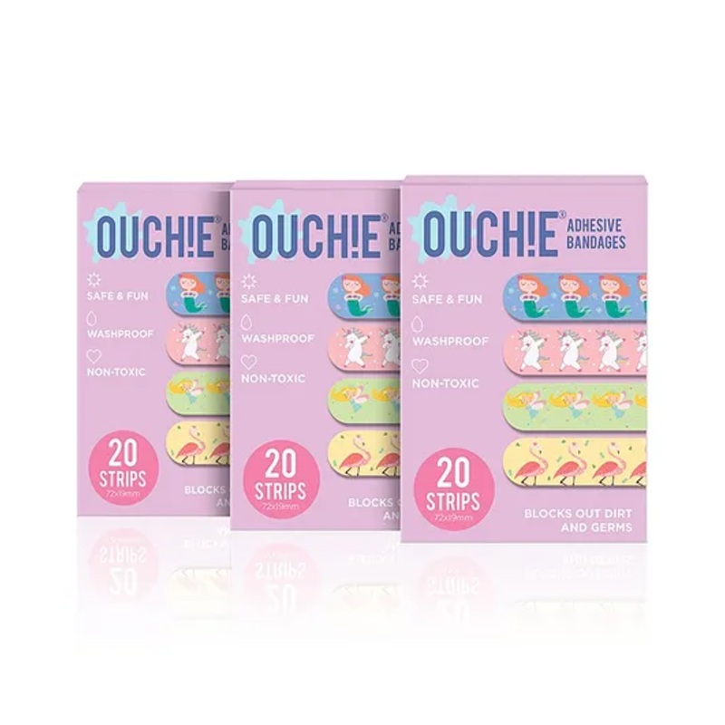Ouchie Adhesive Bandages Pack Of 3 - 20 Strips Each
