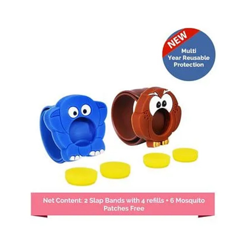 Safe-O-Kid 2 Mosquito Repellent Bands Ayurvedic With 4 Refills Appu & Ullu - Pack of 2