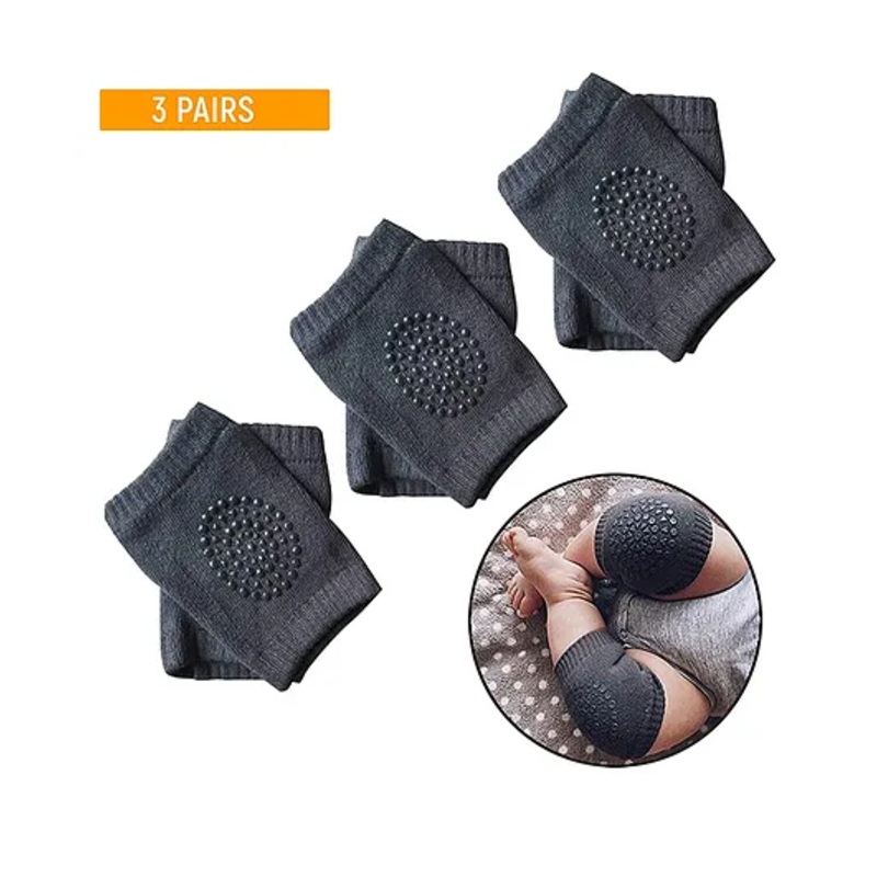 Safe-O-Kid-Baby Elbow & Knee Pads Pack of 6 - Dark Grey