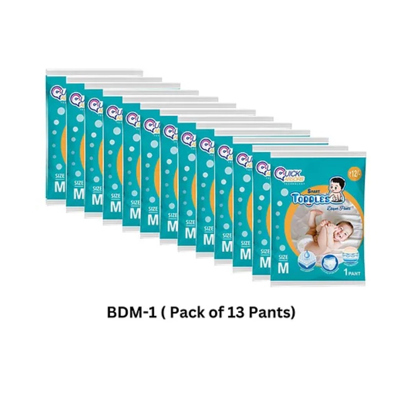 SMART TODDLES Comfy Baby Diaper Pants Ideal For 7-12 kg Combo of 13 with Quick Absorption Technology - M (13 Pieces)