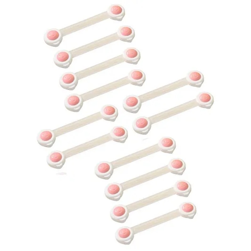 Syga Baby Safety Locks With Adjustable Straps Pack of 12 - Pink White