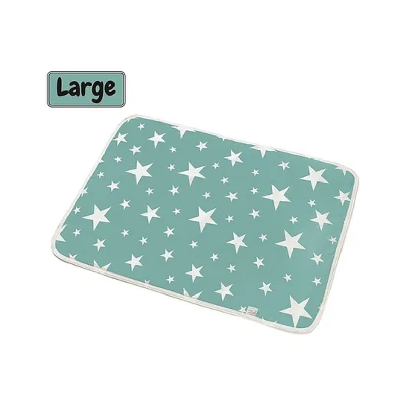 Syga Waterproof Diaper Changing Mat And Mattress Protector Star Design Large - Blue