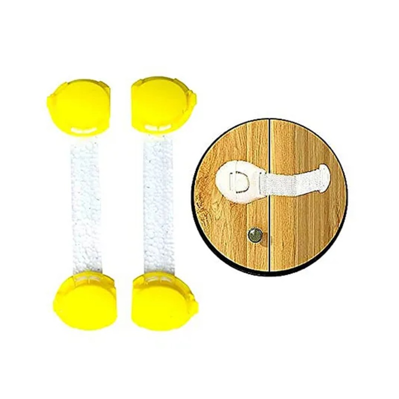 THE LITTLE LOOKERS Multipurpose Safety Lock for Doors, Cabinet, Fridge, Drawer Yellow - Pack of 2