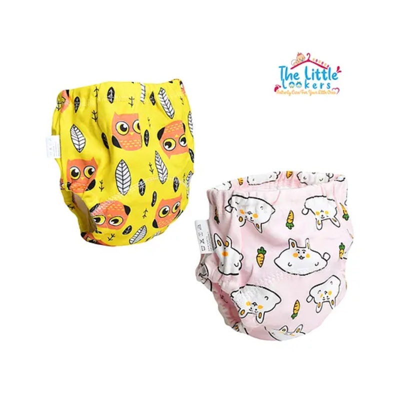 THE LITTLE LOOKERS Potty Training Pants for Babies I Reusable & Waterproof Pull up Underwear | Cloth Diaper for Babies-Yellow & Pink - Large (2 Years - 3 Years) (Pack of 2)