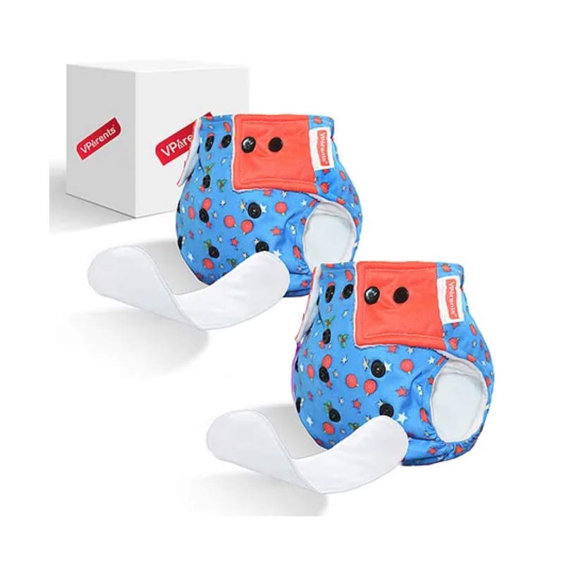 VParents Reusable and Adjustable Cloth Diapers with Ultra Absorbent Inserts Pack of 2 - Blue
