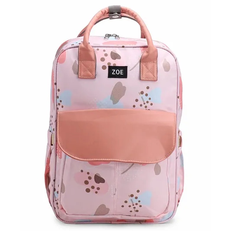 Zoe Multifunctional Printed Travel Friendly Diaper Backpack - Peach