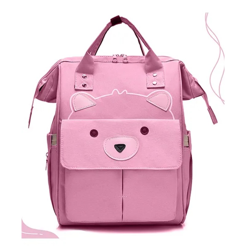 Bembika Diaper Bags for Mom and Dad, Diaper Bags for mom and Baby, Mummy Bag for Multi-Function Waterproof and Large Capacity (Bear Pink)