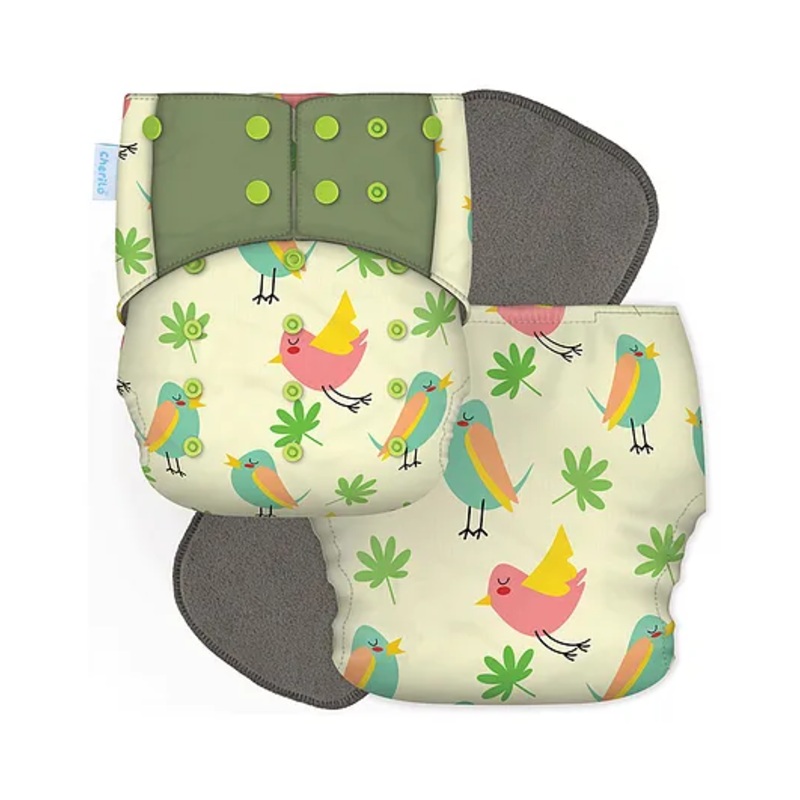 Cherilo Leakproof Washable Baby Diaper - ( 1 Cutie Sparrow Pattern Diaper with 1 Insert)