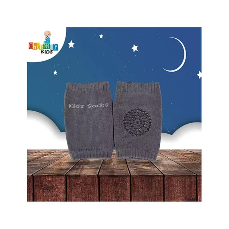 Chinmay Kids Anti-Slip Padded Stretchable Elastic Cotton Soft Comfortable Knee Pads -Light Grey