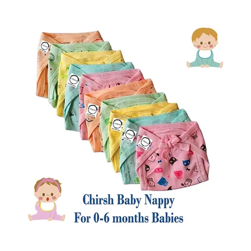 Chrish Washable Reusable 10 Hosiery Cotton Langot Pack of 10 Large - Multicolor