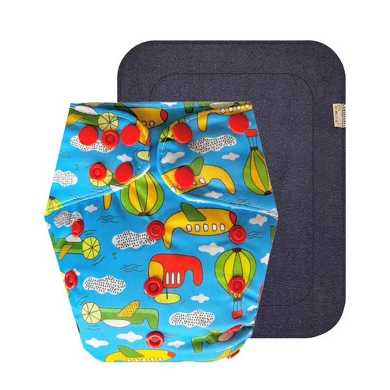 Dumbledo BlueShip Free Size Leak proof Washable Unisex Reusable Cloth Diaper With Black Pad - Blue