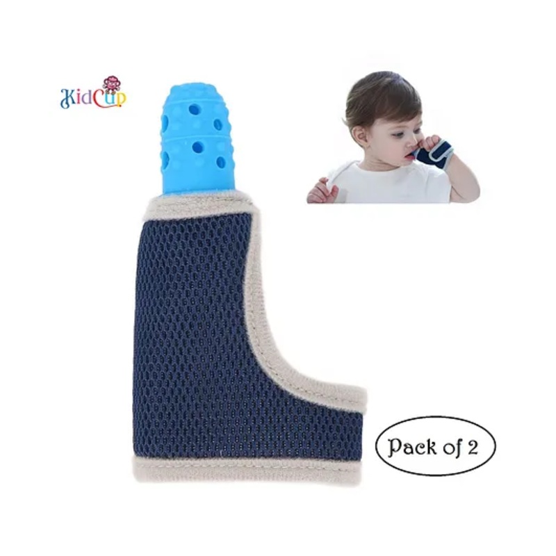 Kidcup Baby Finger Guard Adjustable Protector Soft Silicone Stop Sucking Glove - Blue (pack of 2)