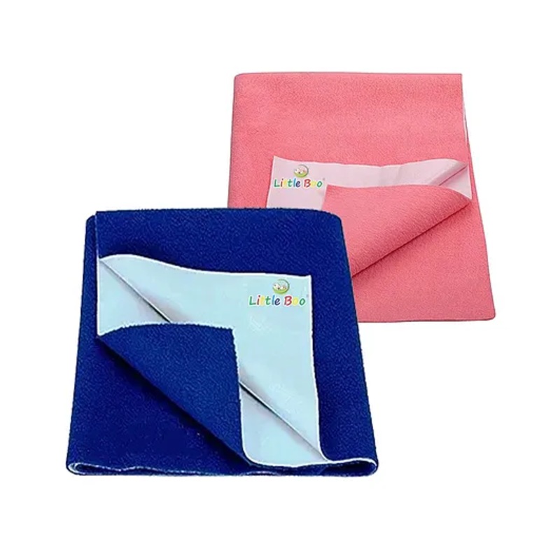 Little Boo Instadry Baby Bed Protector Sheet, Waterproof, small L 70 x B 50cm, Pack of 2 -SSalmon Rose & RoyalBlue