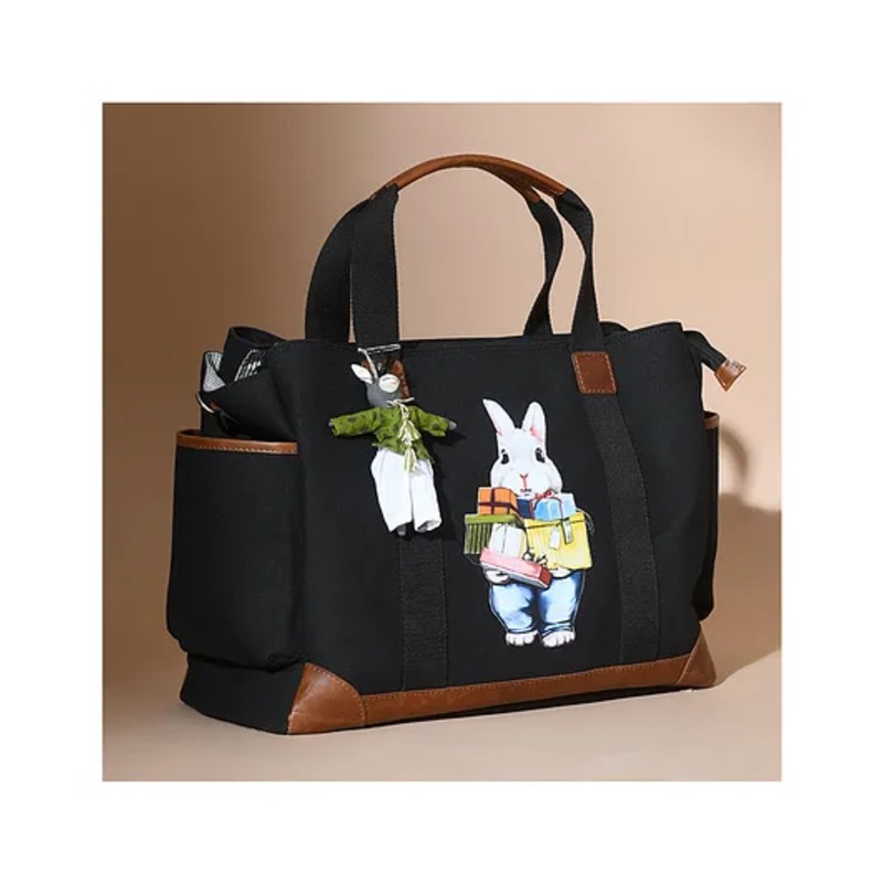 Muffa Baby Bunny Printed Diaper Bag Black  I