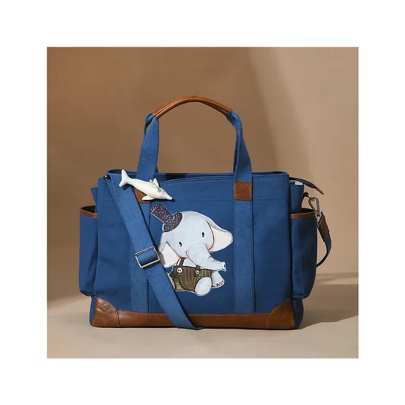 Muffa Baby Elephant Printed Diaper Bag Blue