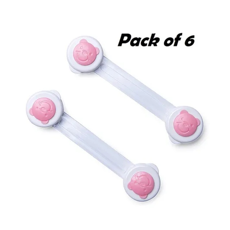 ORTIS Baby Safety Adjustable Drawer Cabinet Locks Straps Pack of 6 - (Color May Vary)