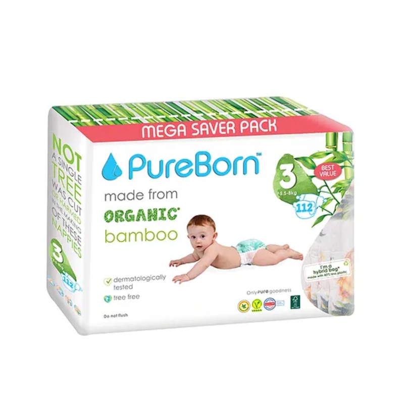 Pureborn Nappies Master Pack Size M-3 (112')
