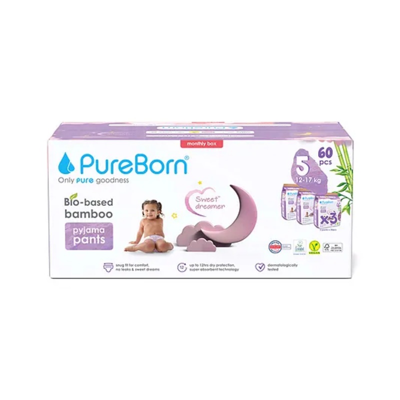 Pureborn Night Pants Master Pack Size Jr-5 (60') (Cloud)