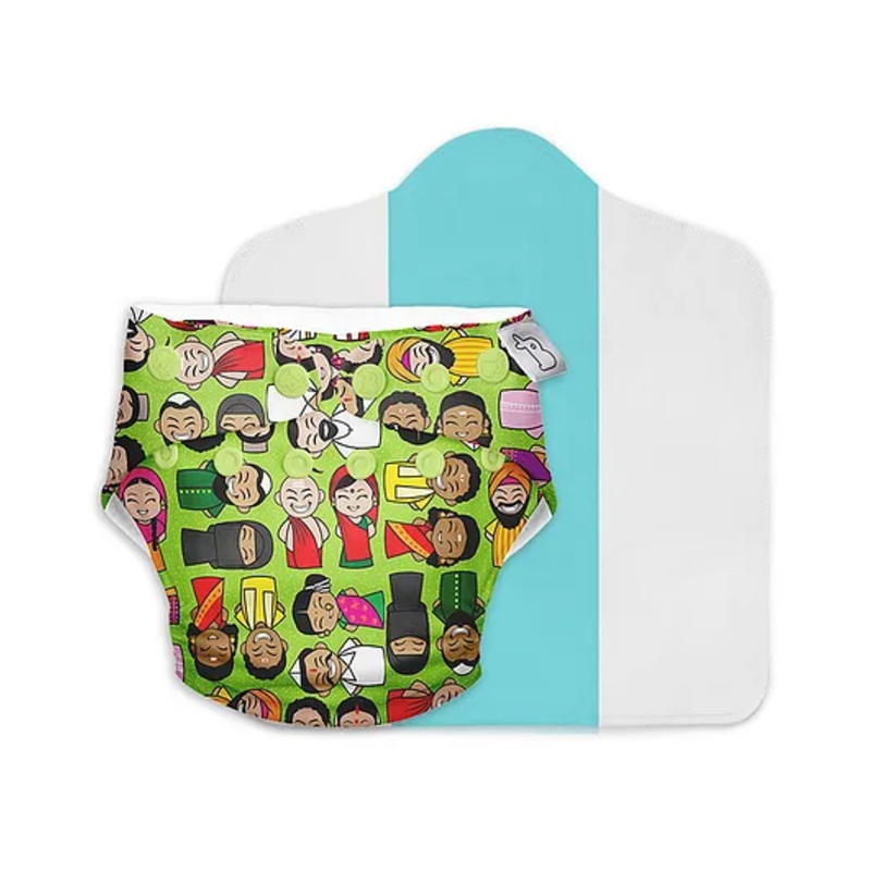 SuperBottoms Freesize UNO Cloth Diaper (3M - 3Y) Reusable with 1 Dry Feel Pad, Absorbs 4-5 Pees - Colours of India