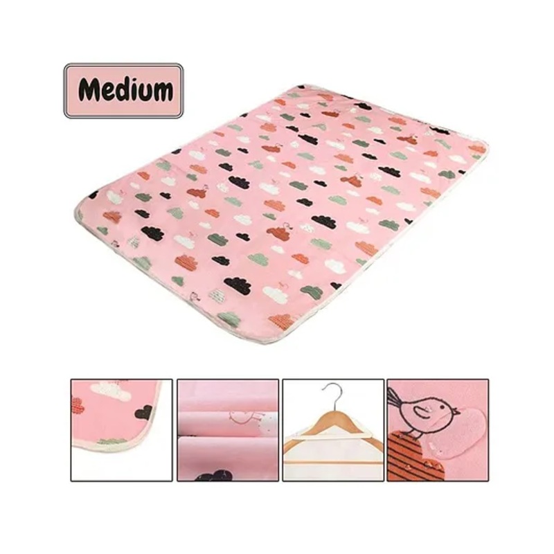 Syga Waterproof Diaper Changing Mat And Mattress Protector Cloud Design Medium - Pink