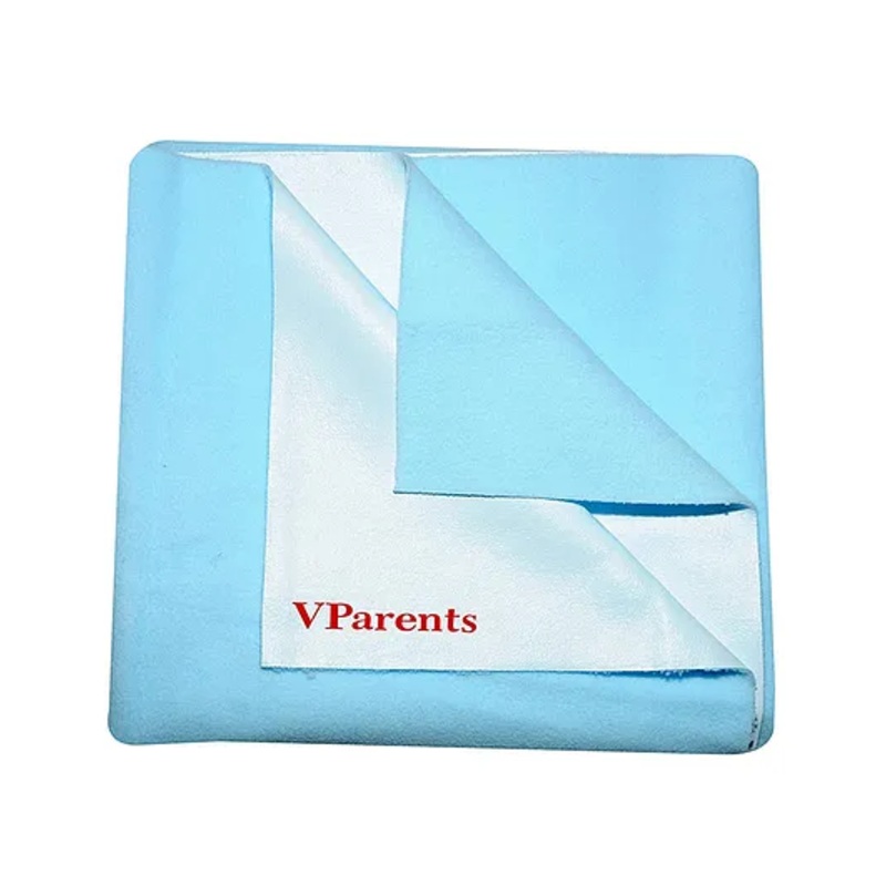 VParents Chubby Cheeks Water Proof Baby Bed Protector Reusable Dry Sheet Medium - Sky Blue