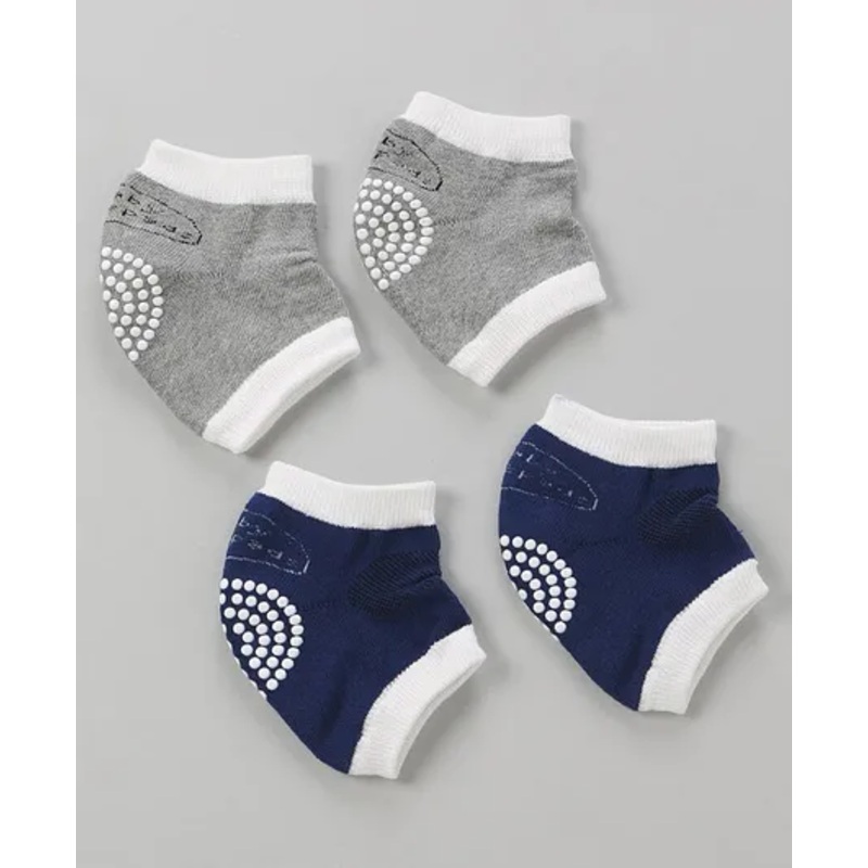 Zoe Anti-Slip Baby Knee Pads Pack Of 2 - Grey & Blue