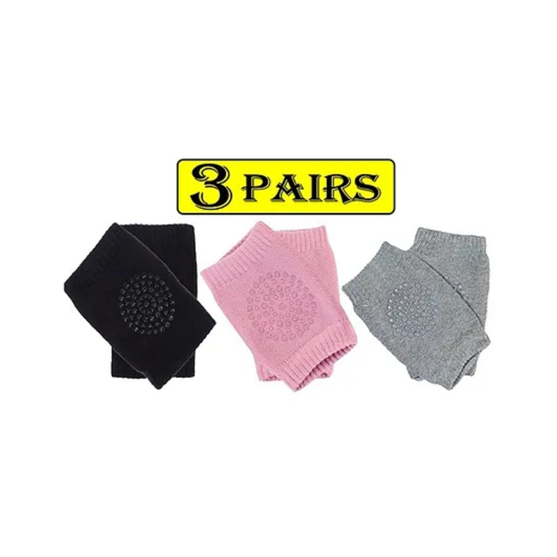 Babymoon Baby Anti Slip Stretchable Knee Cap Elbow Safety Protector Set Of 2 - Black & Light Grey