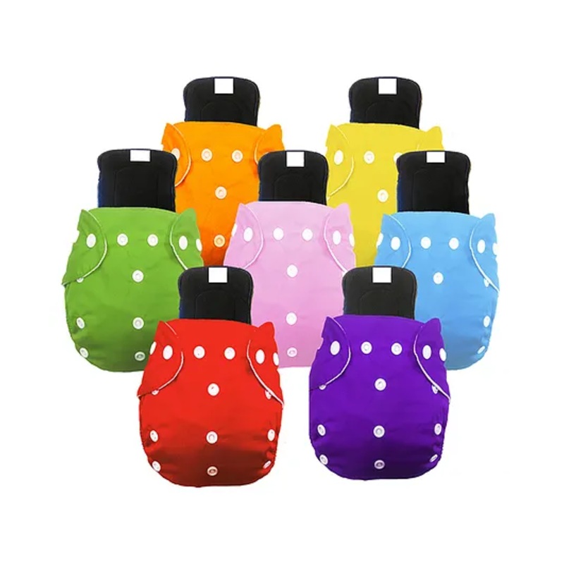 Babymoon Washable & Reusable Cloth Diapers With Insert Pack of 7 - Multicolor