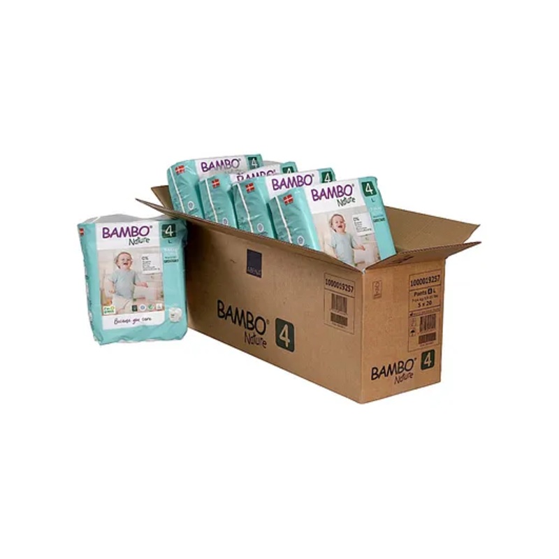 Bambo Nature Eco Friendly Pant Diapers with Wetness Indicator Large Pack of 5 - 20 Pieces Each