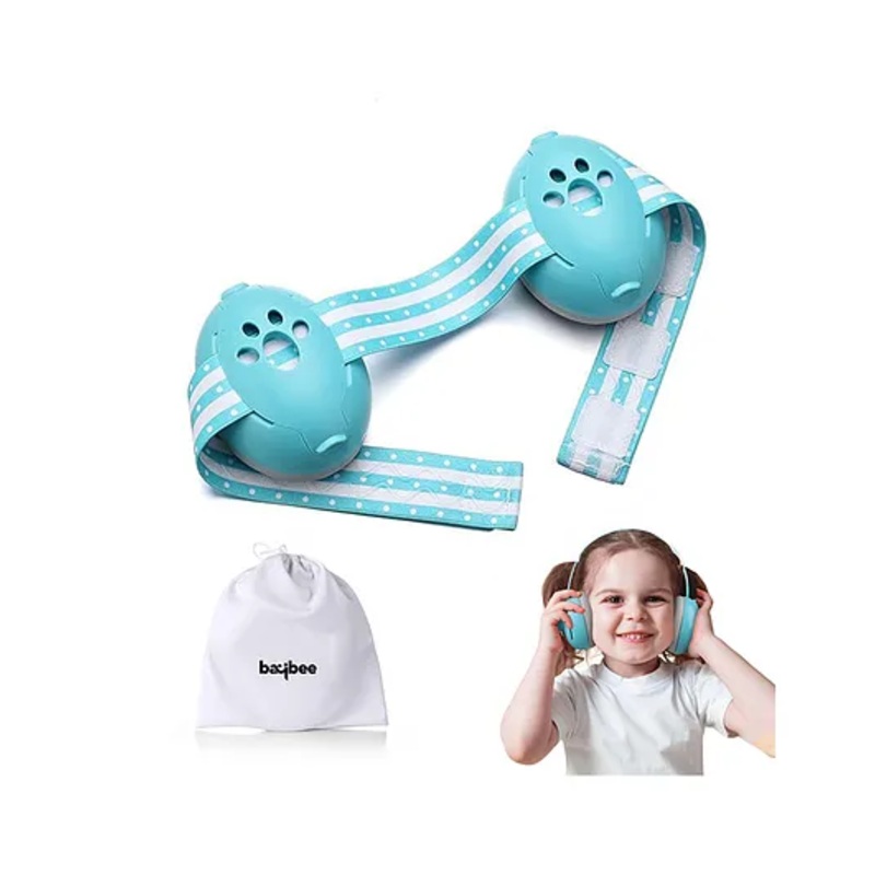 BAYBEE 2 in 1 Noise Cancellation Ear Muffs for Kids | Infant Ear Protector for Babies with 3 Adjustable Lengths & 25db Noise Reduction | Snug Fit Baby Earpads for Sleeping with Silicone Strap (Blue)