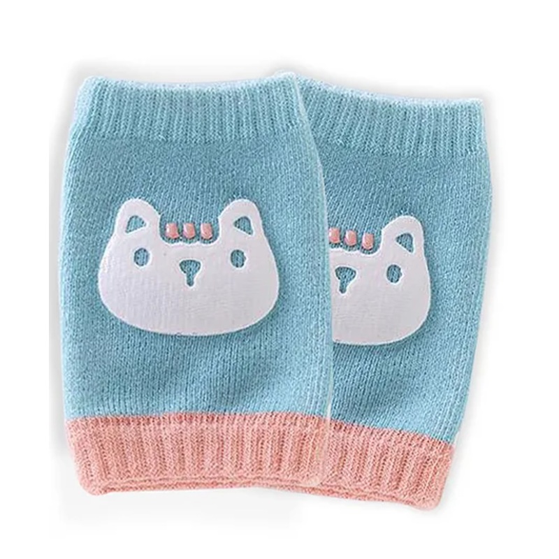 Bembika Baby Kneepad Breathable Animal Face Baby Knee Pads for Crawling Baby Knee Protector - Blue