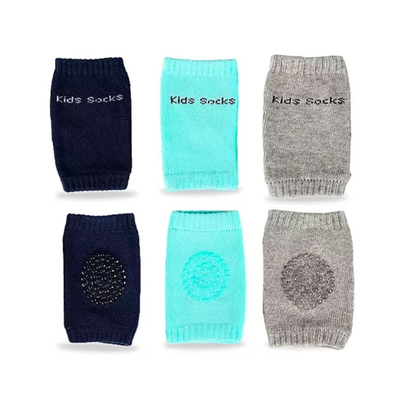 Chinmay Kids Anti-Slip Padded Stretchable Elastic Cotton Soft Comfortable Baby Knee Pads Pack of 3 - Multicolour