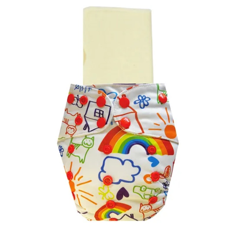 Dumbledo Cloth Diaper Eco-Friendly Reusable Adjustable Free Size Leak Proof Quick Dry Unisex With Insert Pack of 1 - White