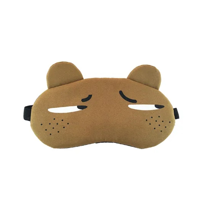 Jenna Dot Brown Cartoon Face Sleeping Eye Mask - Brown