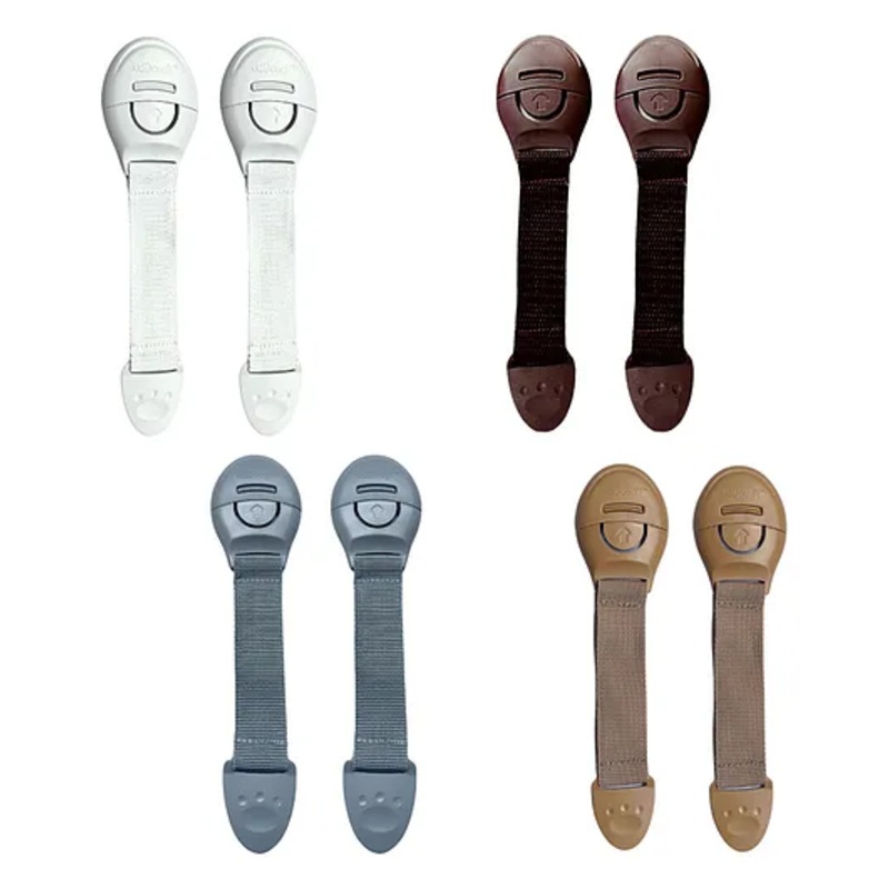 KidDough Furniture Safety Locks for Kids - Pack of 2 White + 2 Brown + 2 Beige + 2 Grey Child Locks, for Drawers, Cabinets, Fridge, Cupboard, Strong and Adhesive Safety Locks