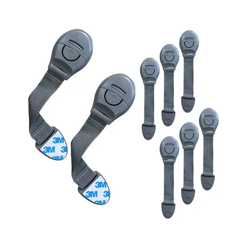 KidDough Furniture Safety Locks for Kids - Pack of 8 Grey, Child Safety Locks for Drawers, Cabinets, Fridge, Cupboard Lock, Baby Proofing Product, Strong and Adhesive Safety Locks