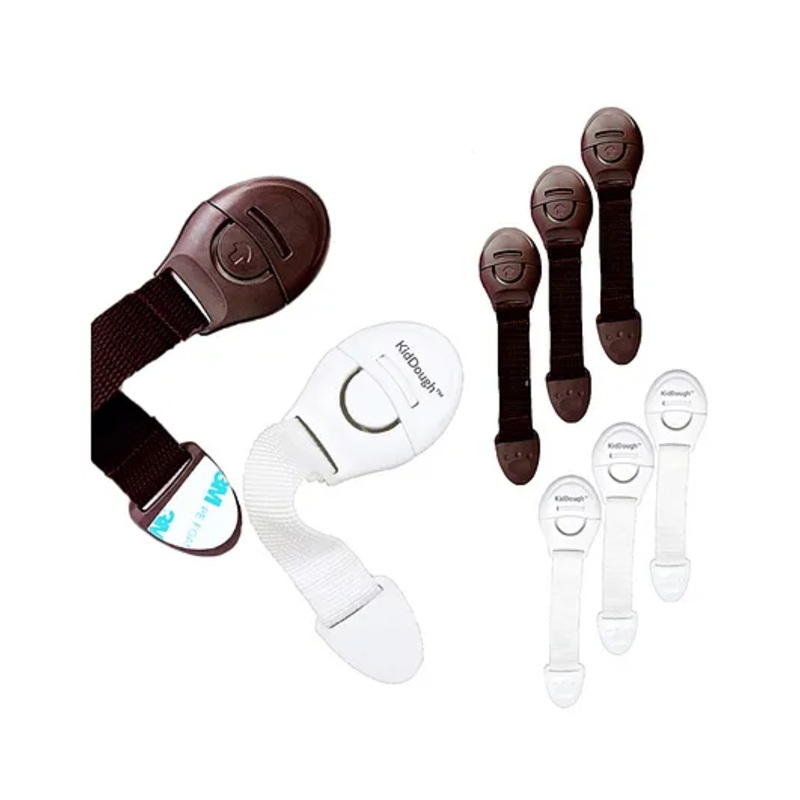 KidDough Furniture Safety Locks Pack Of 8 - Brown White