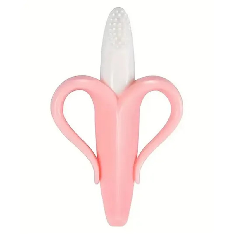 Kritiu Silicone Banana Shaped Teething Toothbrush - Pink