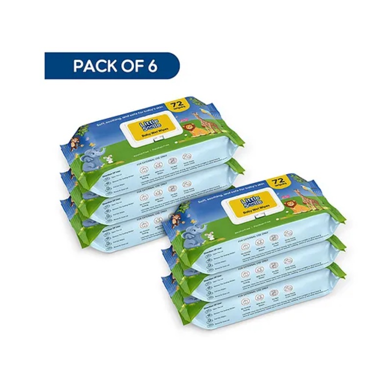 Little Smile Baby Wipes Soft, Safe & Gentle Care | Pack of 6 | 432 Wipes