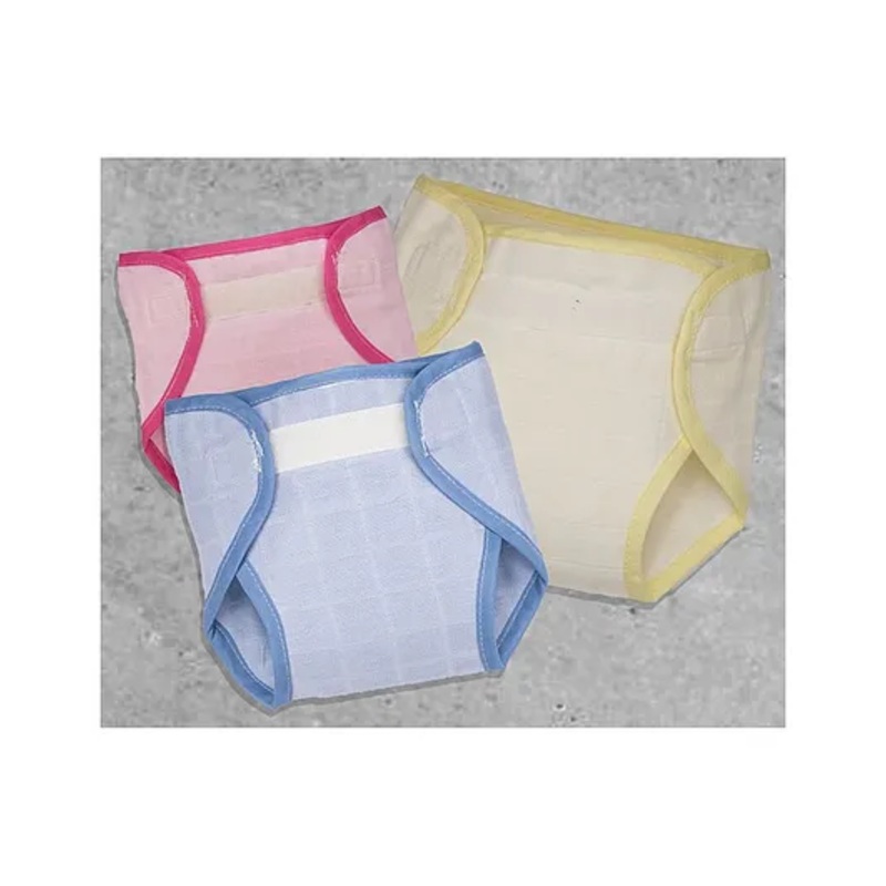 Lollipop Lane  Muslin Cloth Diapers with Velcro Closure and Lining  - New Born (Multicolor) (Pack of 3)