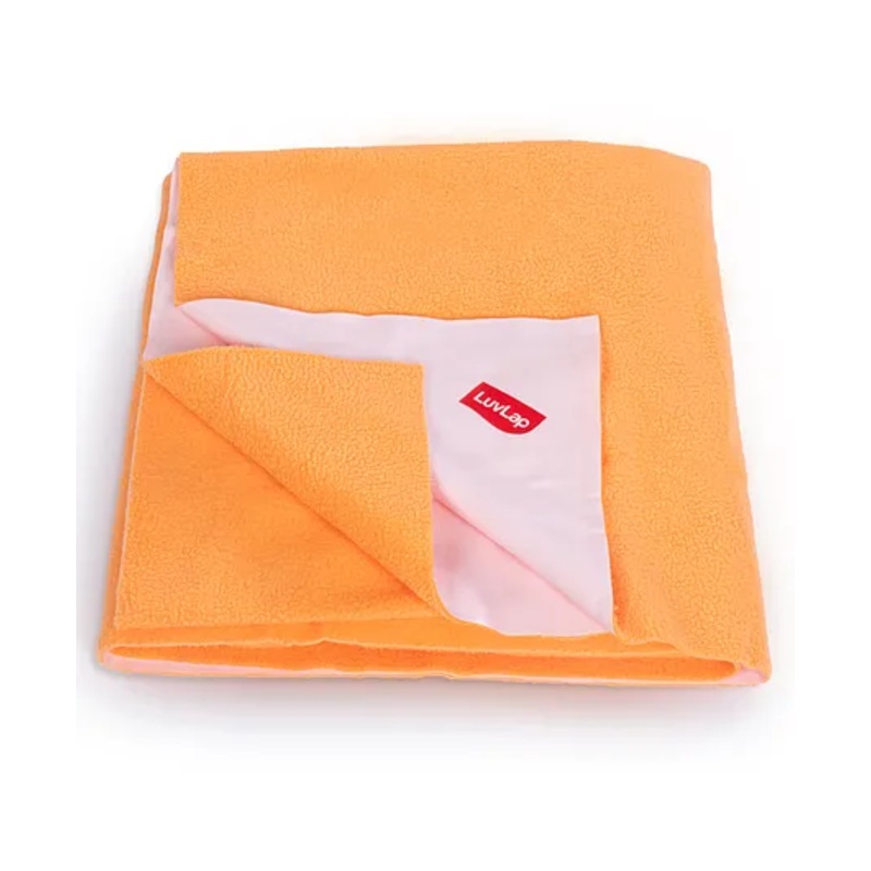 LuvLap Instadry Anti-Piling Fleece Quick Dry Baby Bed Protector, Waterproof, 70x100cm, Pack of 1, Orange