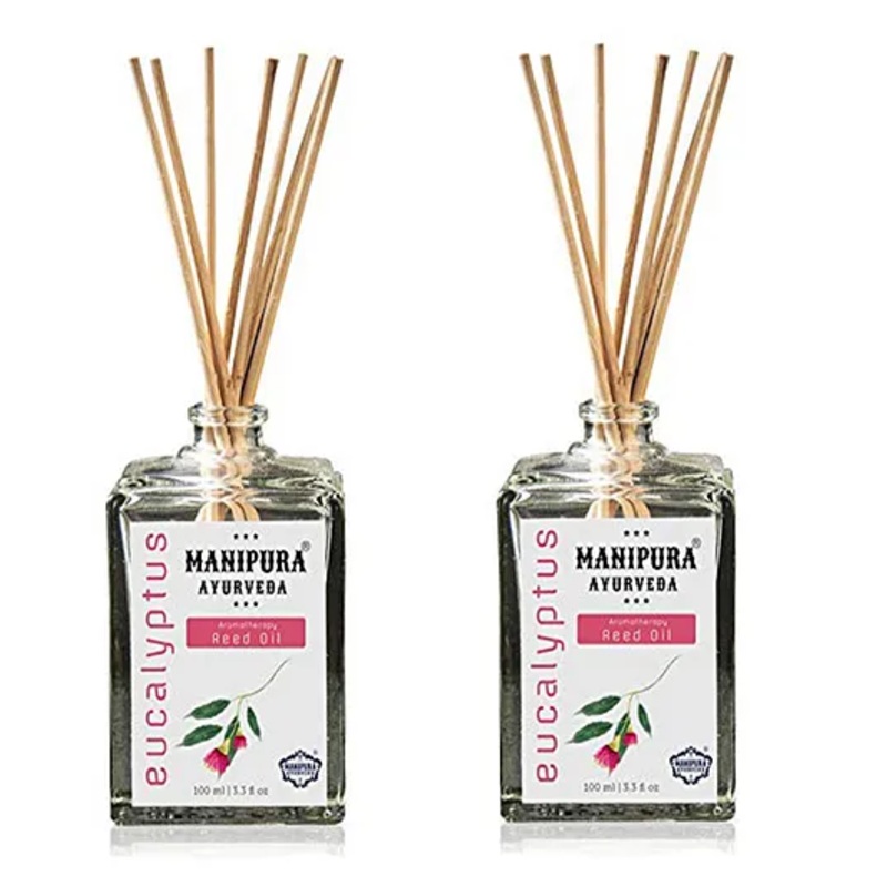 Manipura Ayurveda Aromatherapy Eucalyptus Reed Diffuser Set Pack of 2 - 100 ml Each