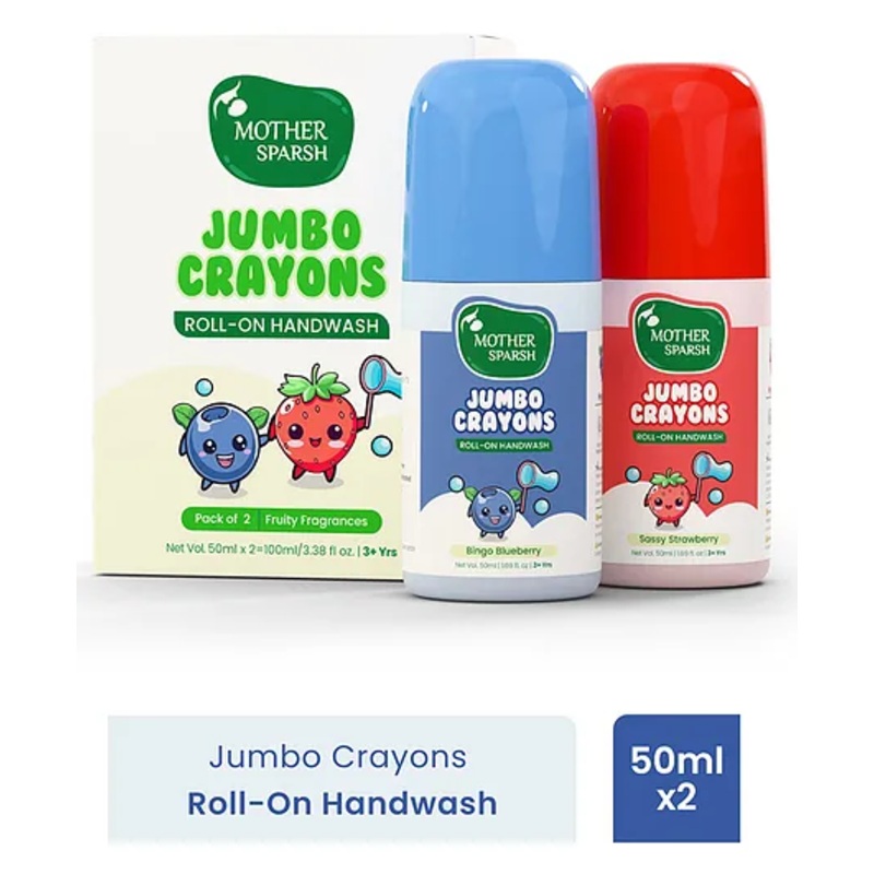 Mother Sparsh Jumbo Crayons Roll-On Handwash Pack of 2 - Red & Blue