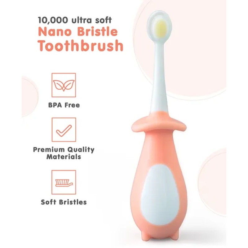 Penguin Shaped Nano Bristle Toothbrush - Pink