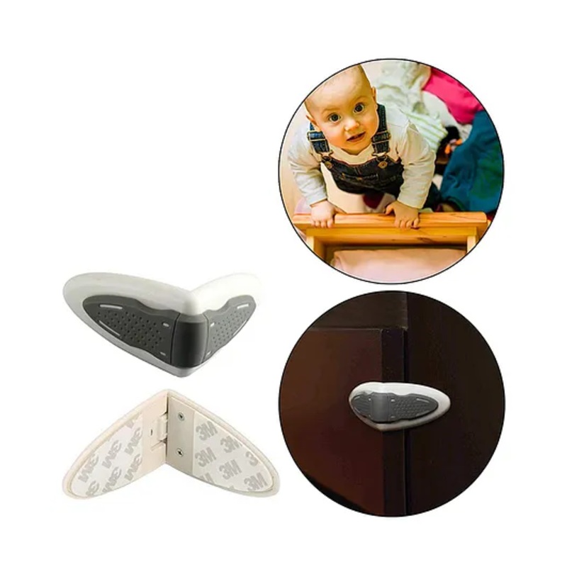 Safe-O-Kid Baby Safety Drawer & Cabinet Lock  Strong Adhesive  Grey (Pack of 2)
