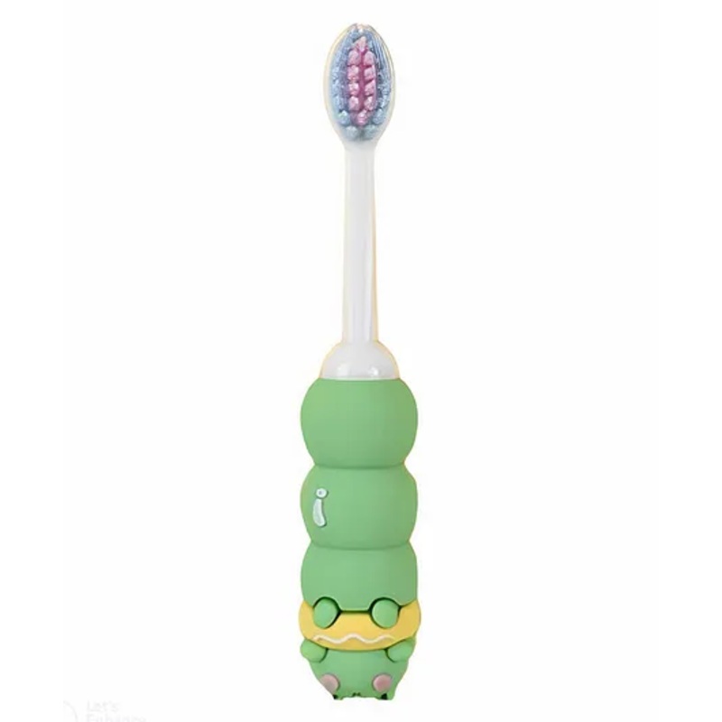 StarAndDaisy Cute Dino Toothbrush for Kids  Soft Bristle Tooth Brush for Toddlers with Silicone Grip and Spilt Bristle Design (Round Green)