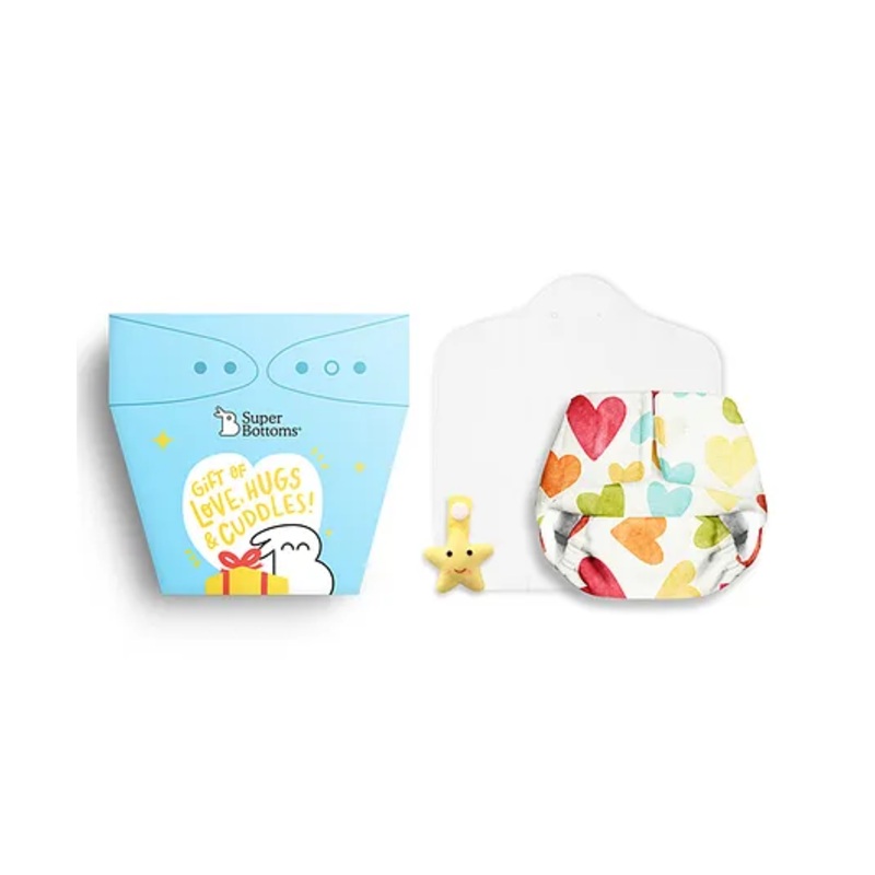 SuperBottoms Gift Pack- Reusable Newborn UNO Cloth Diaper & Cute Charmling - 3 Pieces