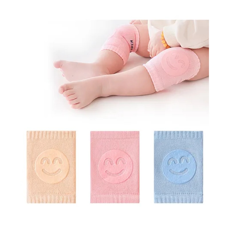 SYGA Pack of 3 Cotton Smiley Knee Pad - Pink Blue & Khaki