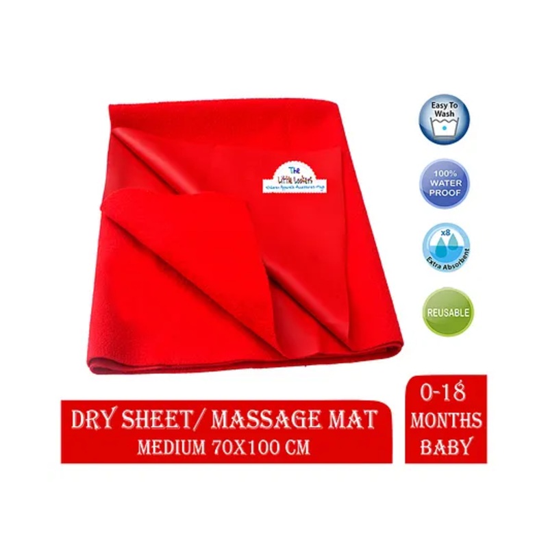 THE LITTLE LOOKERS  Dry Sheets Waterproof  Sheets For Baby Pack Of 2 - Red