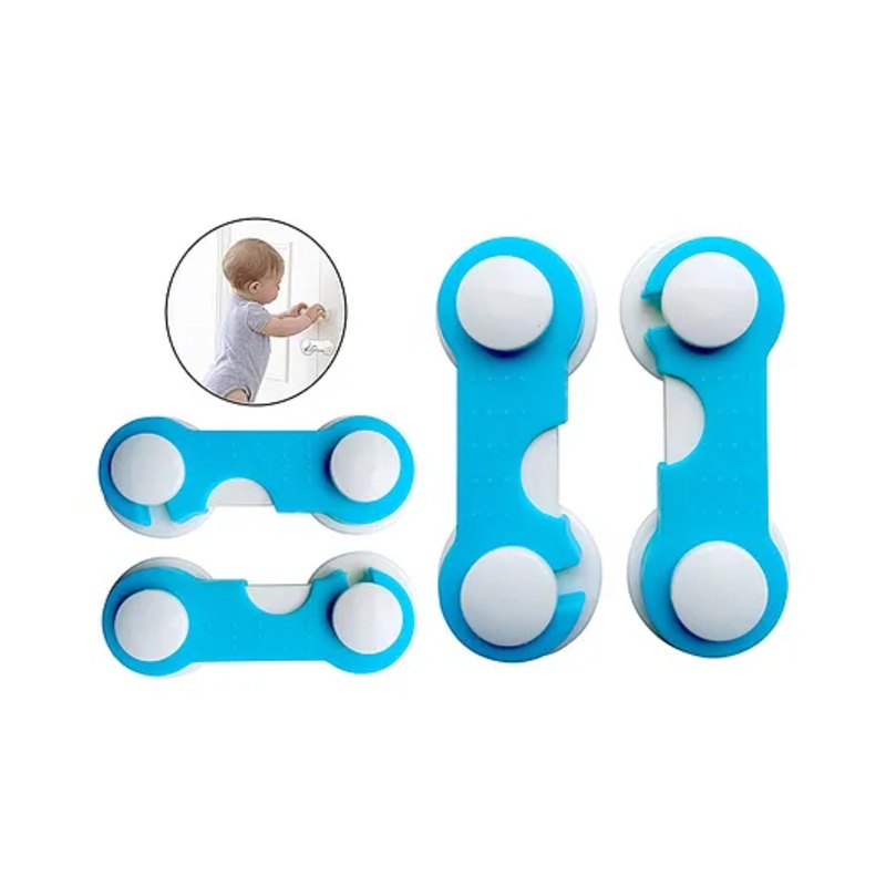 THE LITTLE LOOKERS Multipurpose  Safety Lock for Doors, Cabinet, Fridge, Drawer Blue - Pack of 4